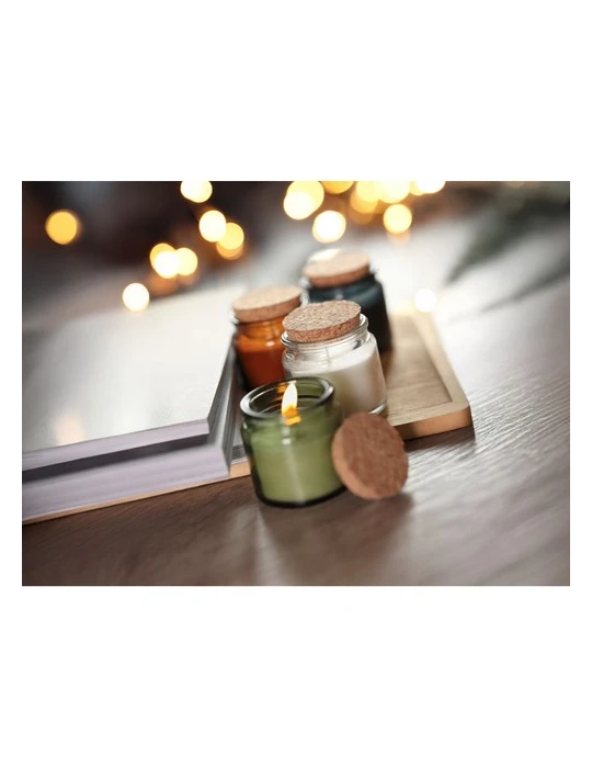 VALO Bougie en cire végétale 70 gr Matières : verre Couleurs : beige impression haute définition