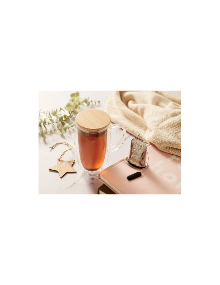 EXISTING NAME Mug en verre double paroi 450ml Couleurs : transparent goodies publicitaire événementiel