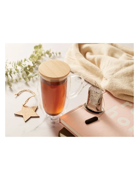 EXISTING NAME Mug en verre double paroi 450ml Couleurs : transparent goodies publicitaire événementiel