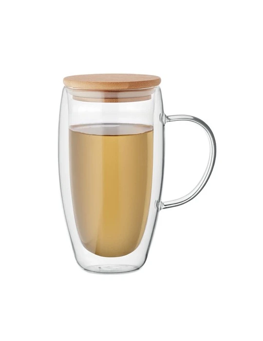 EXISTING NAME Mug en verre double paroi 450ml Couleurs : transparent marquage laser ultra précis