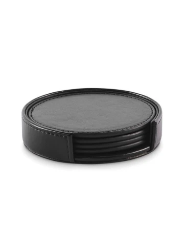 POSA SET Lot de 4 sous-verres en PU Couleurs : noir