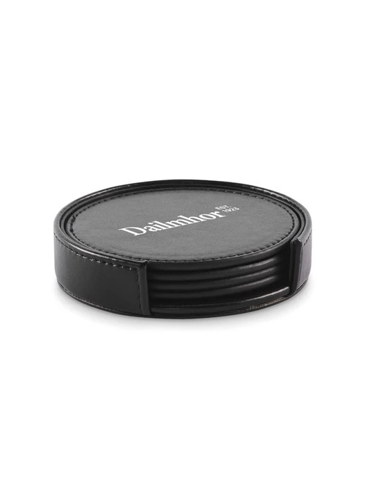 POSA SET Lot de 4 sous-verres en PU Couleurs : noir personnalisable avec votre logo