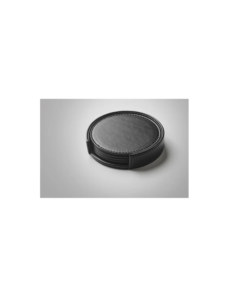 POSA SET Lot de 4 sous-verres en PU Couleurs : noir cadeau entreprise pas cher