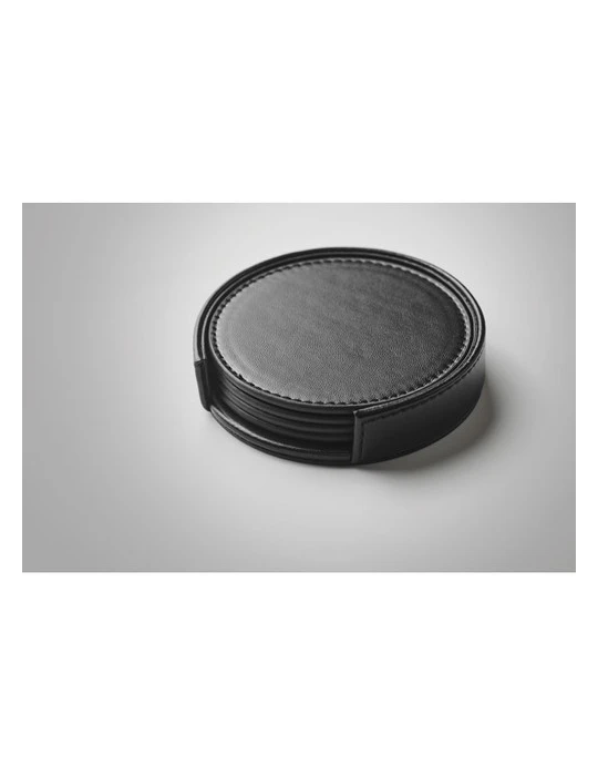 POSA SET Lot de 4 sous-verres en PU Couleurs : noir cadeau entreprise pas cher