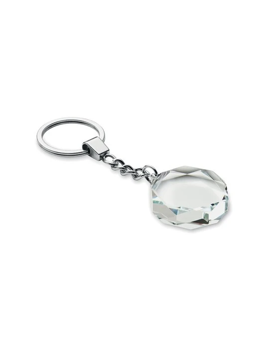 ROUNDWARD Porte-clés rond en verre Matières : verre Couleurs : transparent personnalisable avec votre logo