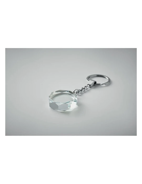 ROUNDWARD Porte-clés rond en verre Matières : verre Couleurs : transparent marquage laser ultra précis