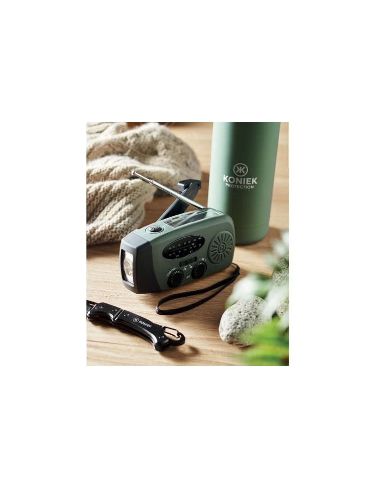 ONDA Radio portable avec torche LED Matières : ABS Couleurs : vert foncé cadeau entreprise pas cher