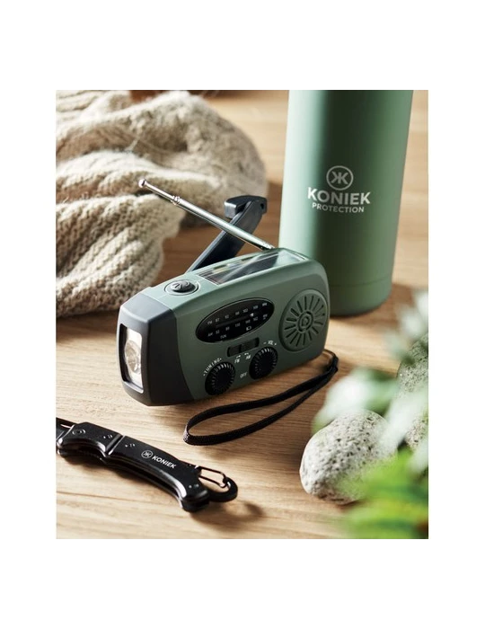 ONDA Radio portable avec torche LED Matières : ABS Couleurs : vert foncé cadeau entreprise pas cher