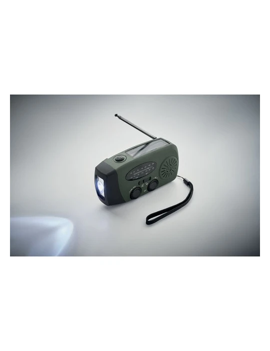 ONDA Radio portable avec torche LED Matières : ABS Couleurs : vert foncé accessoire événementiel unique