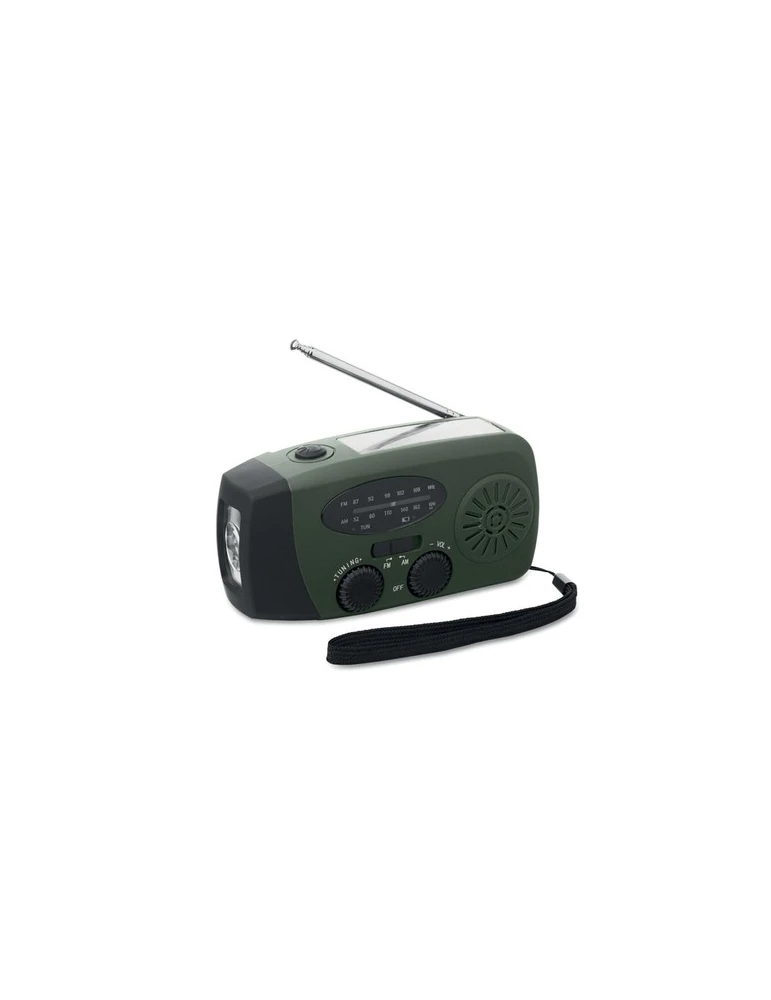 ONDA Radio portable avec torche LED Matières : ABS Couleurs : vert foncé impression logo haute qualité