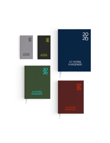 AGENDA EMBOITE HARMONIE 2026 - MINI 90 x 165 mm - COUVERTURE KAKI AVEC PELLICULAGE SOFT TOUCH - SANS MARQUAGE