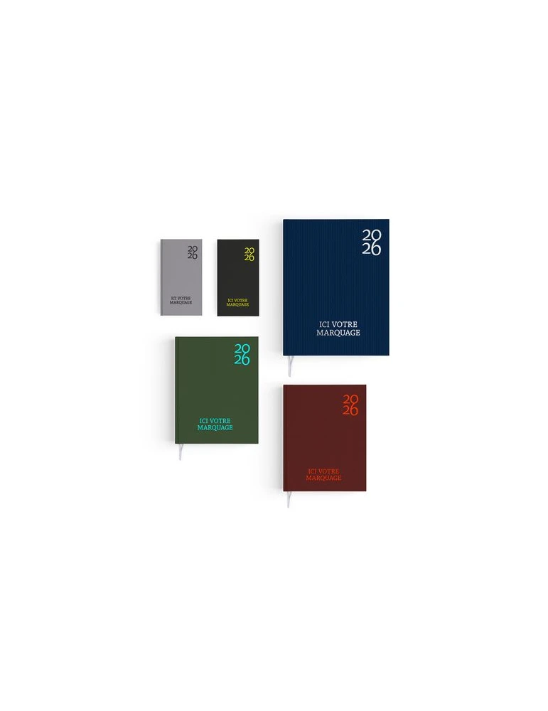 AGENDA EMBOITE HARMONIE 2026 - MINI 90 x 165 mm - COUVERTURE KAKI AVEC PELLICULAGE SOFT TOUCH - SANS MARQUAGE
