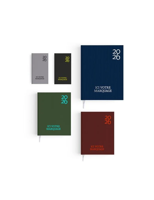 AGENDA EMBOITE HARMONIE 2026 - MINI 90 x 165 mm - COUVERTURE KAKI AVEC PELLICULAGE SOFT TOUCH - SANS MARQUAGE
