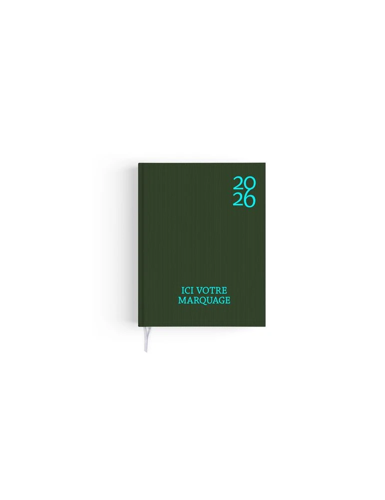 AGENDA EMBOITE HARMONIE 2026 - MINI 90 x 165 mm - COUVERTURE KAKI AVEC PELLICULAGE SOFT TOUCH - SANS MARQUAGE