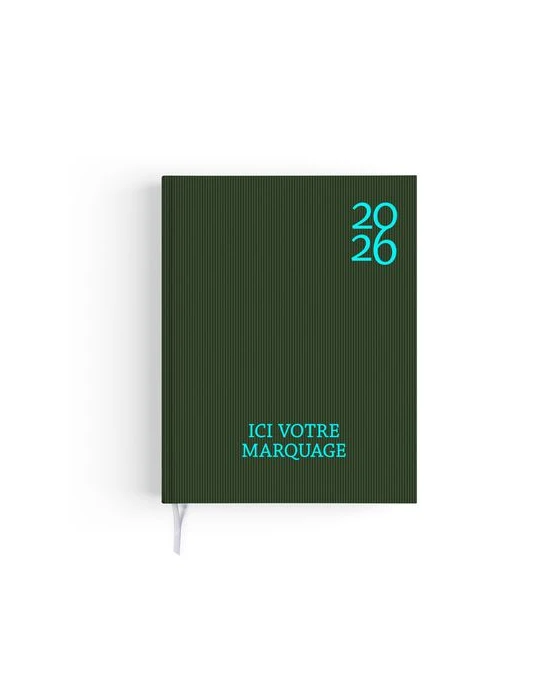 AGENDA EMBOITE HARMONIE 2026 - MINI 90 x 165 mm - COUVERTURE KAKI AVEC PELLICULAGE SOFT TOUCH - SANS MARQUAGE