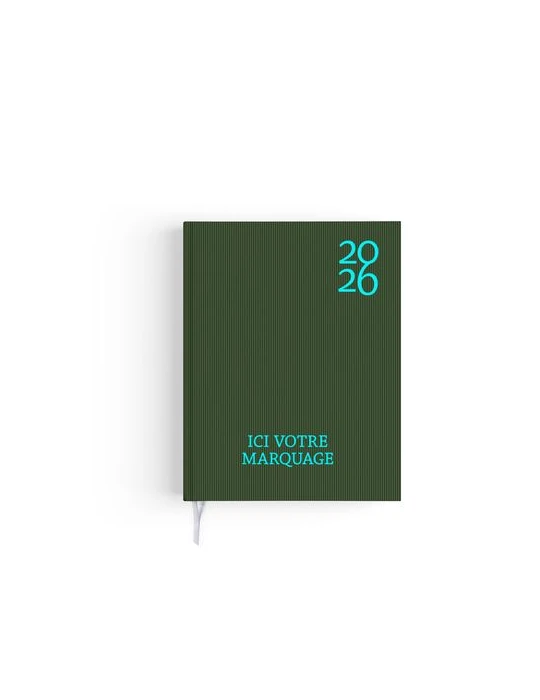 AGENDA EMBOITE HARMONIE 2026 - MINI 90 x 165 mm - COUVERTURE KAKI AVEC PELLICULAGE SOFT TOUCH - SANS MARQUAGE