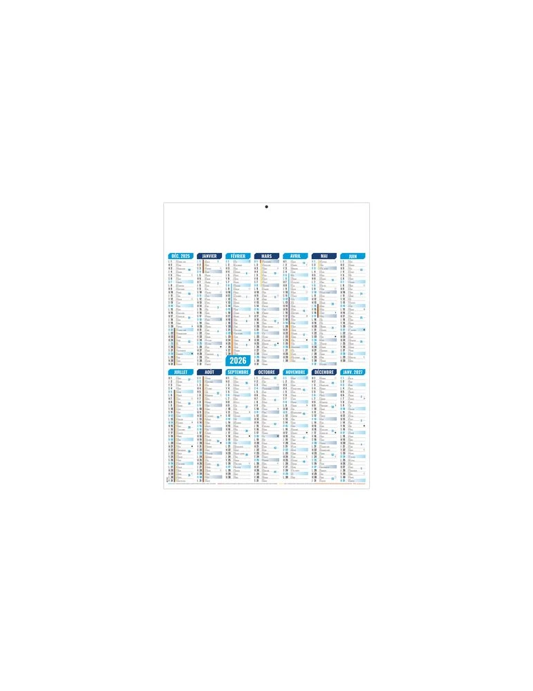 MARIANNE BLEU 2026 - MIDI 335 x 430 mm - CC REMBORDE - VERSO REGIONS - SANS MARQUAGE - IDENTIQUE RECTO VERSO cadeau client origi