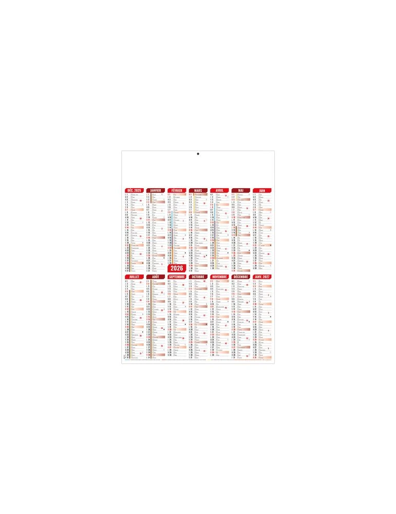 MARIANNE ROUGE 2026 - MIDI 335 x 430 mm - CC REMBORDE - VERSO CUISINE - SANS MARQUAGE - IDENTIQUE RECTO VERSO cadeau client orig