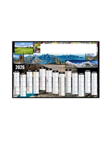 TOUR DU MONDE 2026 - MAXI 650 x 405 mm - LEGER 400G - DOS CUISINE - SANS MARQUAGE - 1 TROU EN TETE