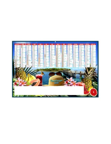 PARADISIAQUE 2026 - MAXI 650 x 405 mm - LEGER 400G - DOS ECOGESTES - SANS MARQUAGE - 1 TROU EN TETE