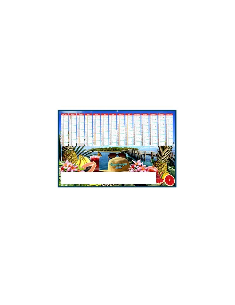 PARADISIAQUE 2026 - MAXI 650 x 405 mm - LEGER 400G - DOS ECOGESTES - SANS MARQUAGE - 1 TROU EN TETE