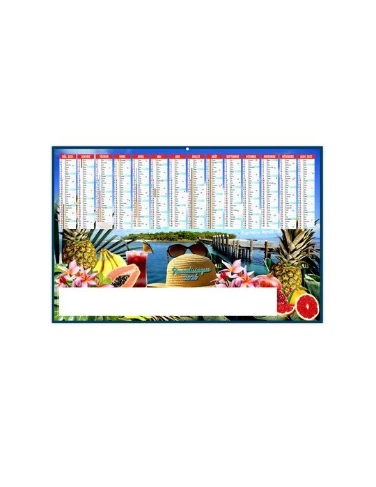 PARADISIAQUE 2026 - MAXI 650 x 405 mm - LEGER 400G - DOS ECOGESTES - SANS MARQUAGE - 1 TROU EN TETE