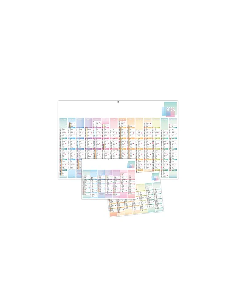 PASTEL 2026 - MAXI 650 x 405 mm - LEGER 400G - DOS VIERGE - SANS MARQUAGE - 1 TROU EN TETE