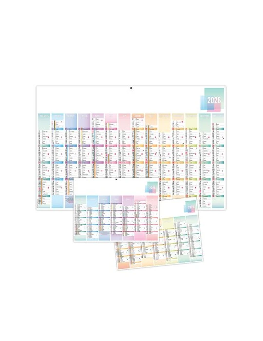 PASTEL 2026 - MAXI 650 x 405 mm - LEGER 400G - DOS VIERGE - SANS MARQUAGE - 1 TROU EN TETE