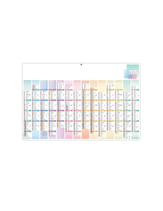 PASTEL 2026 - MAXI 650 x 405 mm - LEGER 400G - DOS VIERGE - SANS MARQUAGE - 1 TROU EN TETE