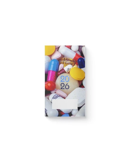 AGENDA ECO POCHE 2026 - THEME PHARMA-1 - 95 x 165 mm - QUINZAINIER 64 PAGES - COUVERTURE 380g QUADRI PAGES 1 ET 4 - PELLICULAGE 