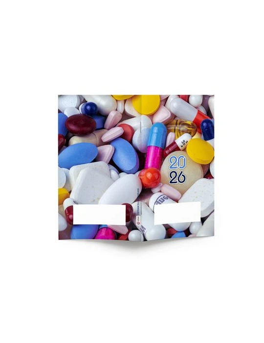 AGENDA ECO POCHE 2026 - THEME PHARMA-1 - 95 x 165 mm - QUINZAINIER 64 PAGES - COUVERTURE 380g QUADRI PAGES 1 ET 4 - PELLICULAGE 