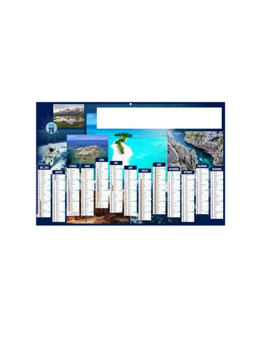 PARADIS TERRESTRES 2026 - MAXI 650 x 405 mm - LEGER 400G - DOS ECOGESTES - SANS MARQUAGE - 1 TROU EN TETE