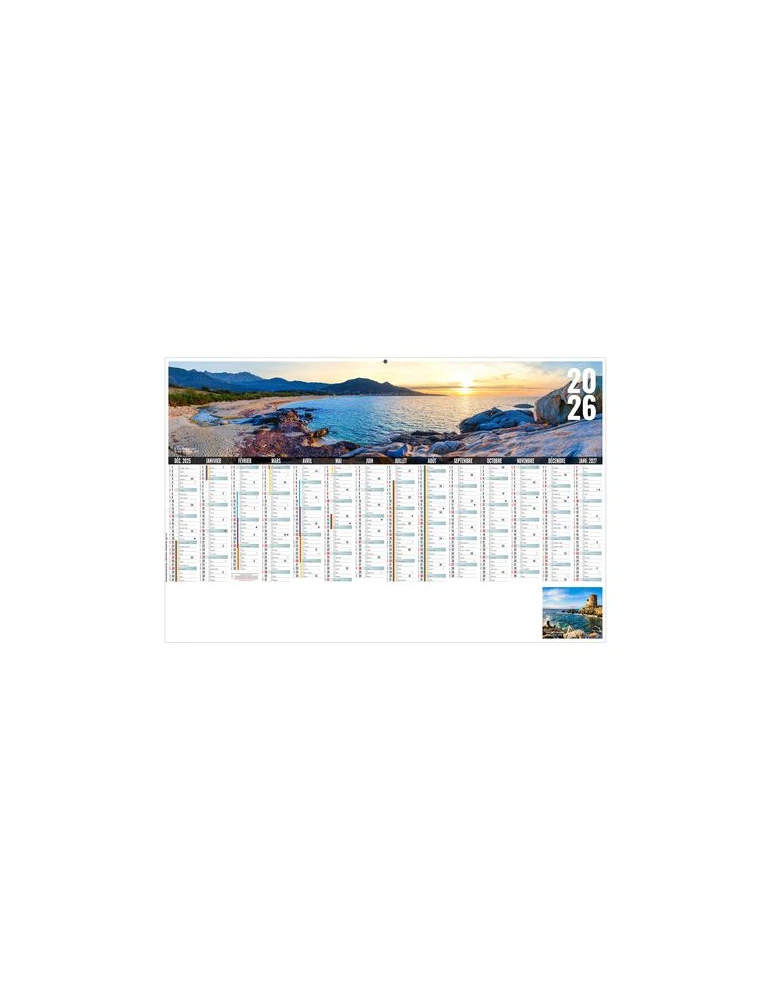 LIBRE CHOIX CORSE 2026 - MAXI 650 x 405 mm - LEGER 400G - DOS CUISINE - SANS MARQUAGE - 1 TROU EN TETE