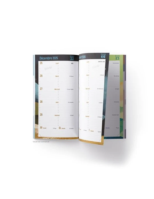 AGENDA ECO POCHE 2026 - THEME DECO-1 - 95 x 165 mm - QUINZAINIER 64 PAGES - COUVERTURE 380g QUADRI PAGES 1 ET 4 - PELLICULAGE BR