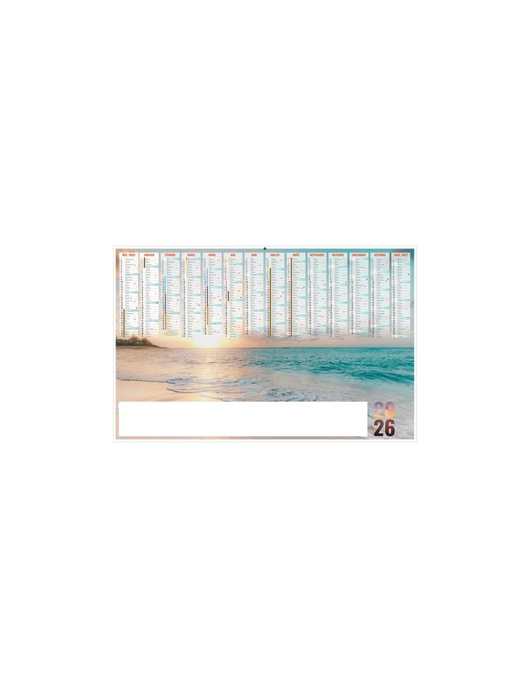 GRAND LARGE 2026 - MAXI 650 x 405 mm - LEGER 400G - DOS ECOGESTES - SANS MARQUAGE - 1 TROU EN TETE