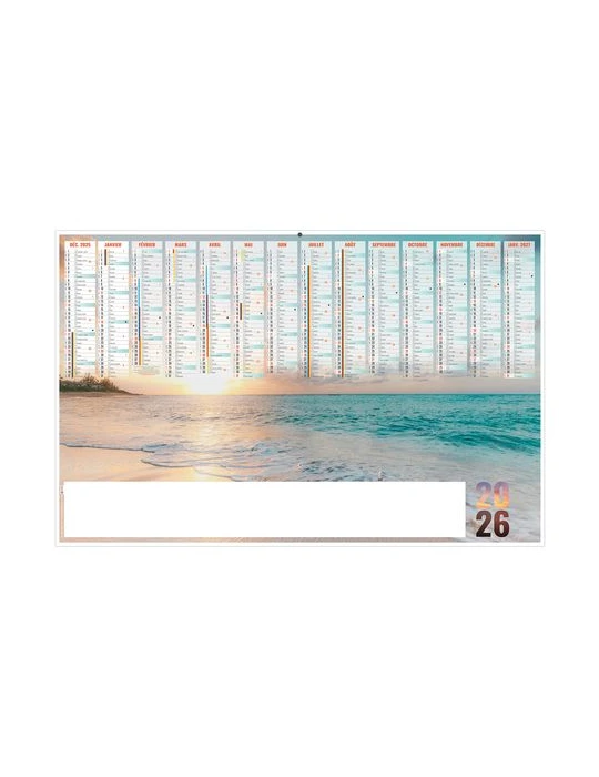 GRAND LARGE 2026 - MAXI 650 x 405 mm - LEGER 400G - DOS ECOGESTES - SANS MARQUAGE - 1 TROU EN TETE