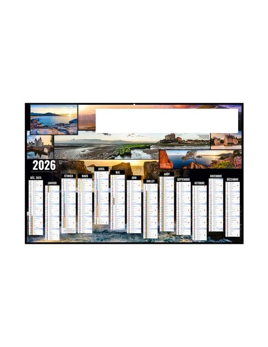 TOUR DE FRANCE 2026 - MAXI 650 x 405 mm - LEGER 400G - DOS CUISINE - SANS MARQUAGE - 1 TROU EN TETE