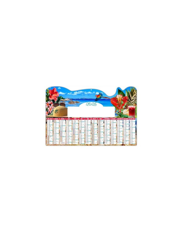 TROPICAL 2026 - MAXI 650 x 405 mm - LEGER 400G - DOS CUISINE - SANS MARQUAGE - 1 TROU EN TETE