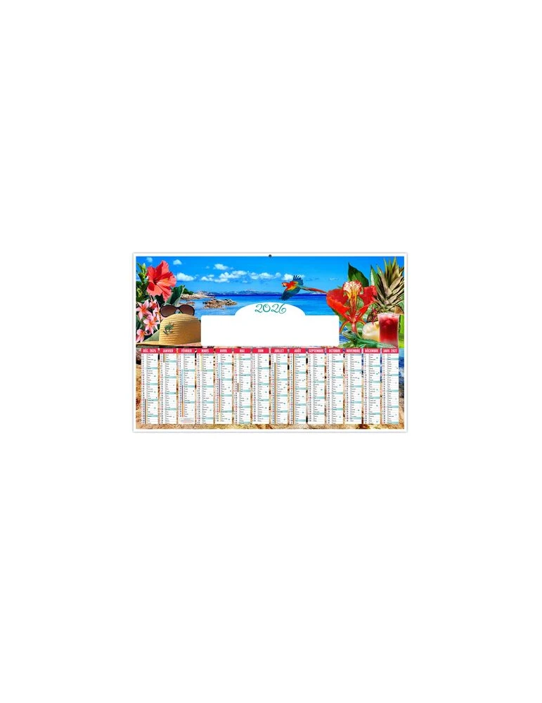 TROPICAL 2026 - MAXI 650 x 405 mm - LEGER 400G - DOS CUISINE - SANS MARQUAGE - 1 TROU EN TETE