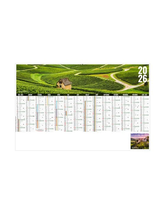 LIBRE CHOIX JURASSIEN 2026 - MAXI 650 x 405 mm - LEGER 400G - DOS FRANCE REGIONS - SANS MARQUAGE - 1 TROU EN TETE