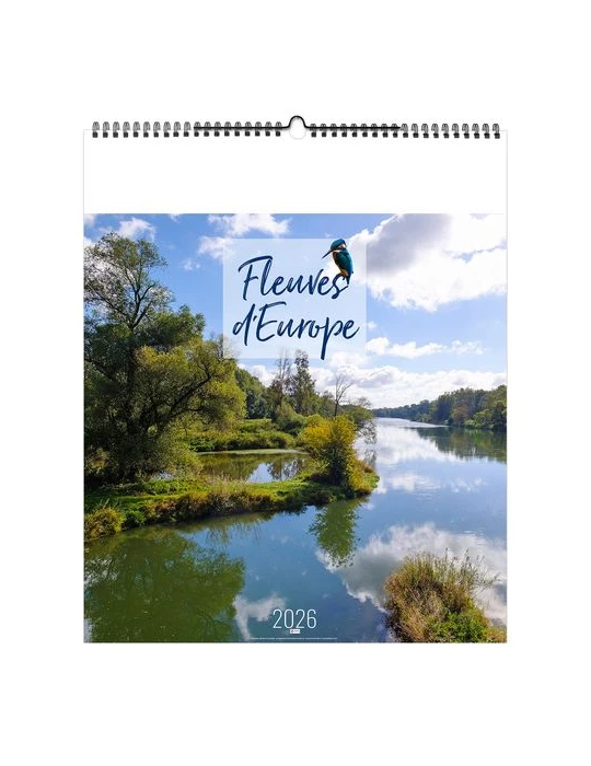 FLEUVES D'EUROPE 2026 - SMALL 330 x 400 mm - MARQUAGE 1 COULEUR - RELIURE BAGUETTE marquage laser ultra précis