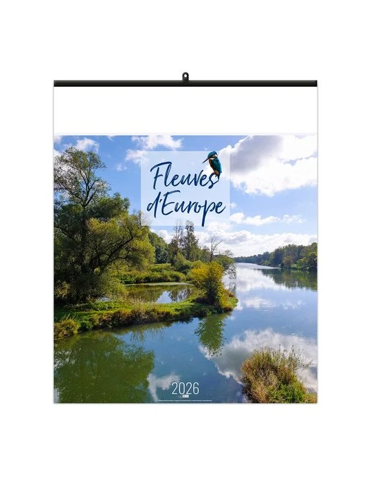 FLEUVES D'EUROPE 2026 - SMALL 330 x 400 mm - MARQUAGE 1 COULEUR - RELIURE BAGUETTE objet promotionnel éco-responsable