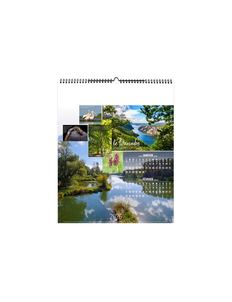 FLEUVES D'EUROPE 2026 - SMALL 330 x 400 mm - MARQUAGE 1 COULEUR - RELIURE BAGUETTE personnalisation rapide en France