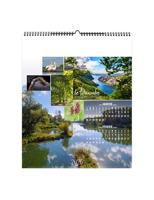 FLEUVES D'EUROPE 2026 - SMALL 330 x 400 mm - MARQUAGE 1 COULEUR - RELIURE BAGUETTE personnalisation rapide en France