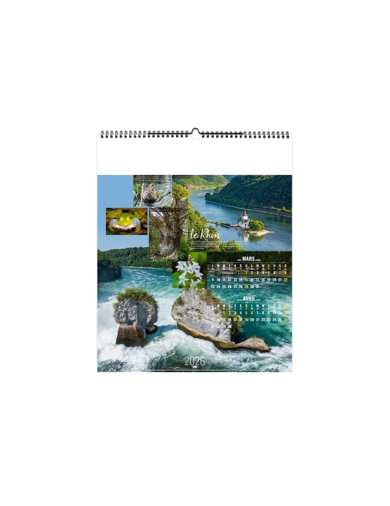 FLEUVES D'EUROPE 2026 - SMALL 330 x 400 mm - MARQUAGE 1 COULEUR - RELIURE BAGUETTE goodies entreprise design