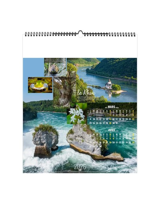 FLEUVES D'EUROPE 2026 - SMALL 330 x 400 mm - MARQUAGE 1 COULEUR - RELIURE BAGUETTE goodies entreprise design