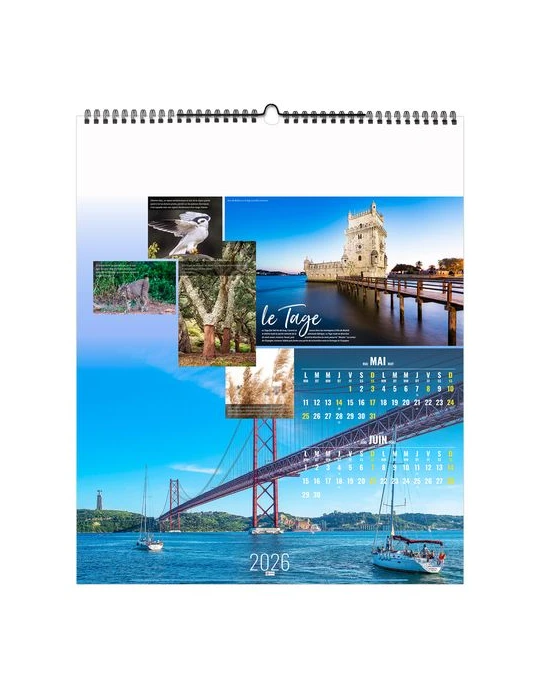 FLEUVES D'EUROPE 2026 - SMALL 330 x 400 mm - MARQUAGE 1 COULEUR - RELIURE BAGUETTE cadeau client original