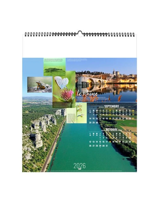 FLEUVES D'EUROPE 2026 - SMALL 330 x 400 mm - MARQUAGE 1 COULEUR - RELIURE BAGUETTE goodies personnalisé en stock