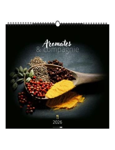 AROMATES ET COMPAGNIE 2026 - SMALL 330 x 330 mm - MARQUAGE 1 COULEUR - RELIURE BAGUETTE