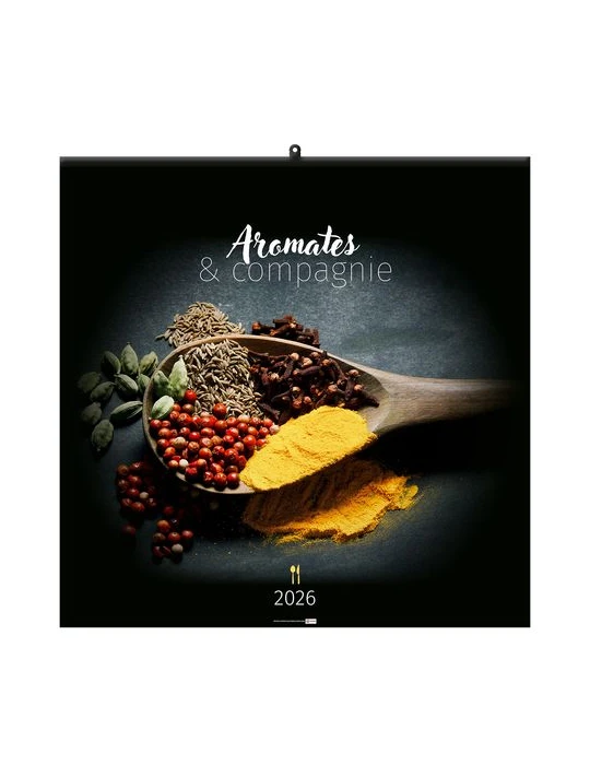 AROMATES ET COMPAGNIE 2026 - SMALL 330 x 330 mm - MARQUAGE 1 COULEUR - RELIURE BAGUETTE goodies publicitaire événementiel